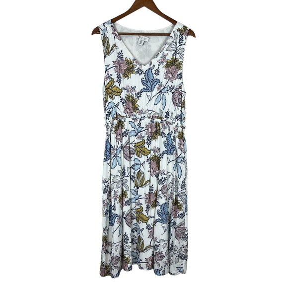 Rachel Zoe Midi Dress Womens 10 Multicolor Floral A-Line Sleeveless Boho Pockets - Picture 1 of 12